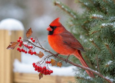 Cardinal in First Snow