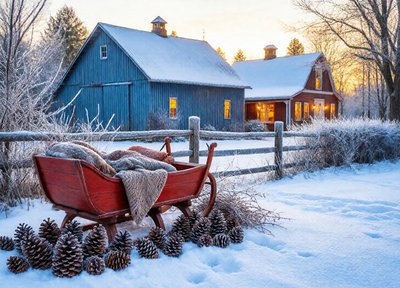 Sleigh by the Barn