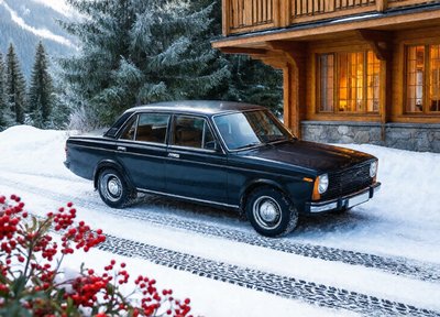 Black Snowy Sedan