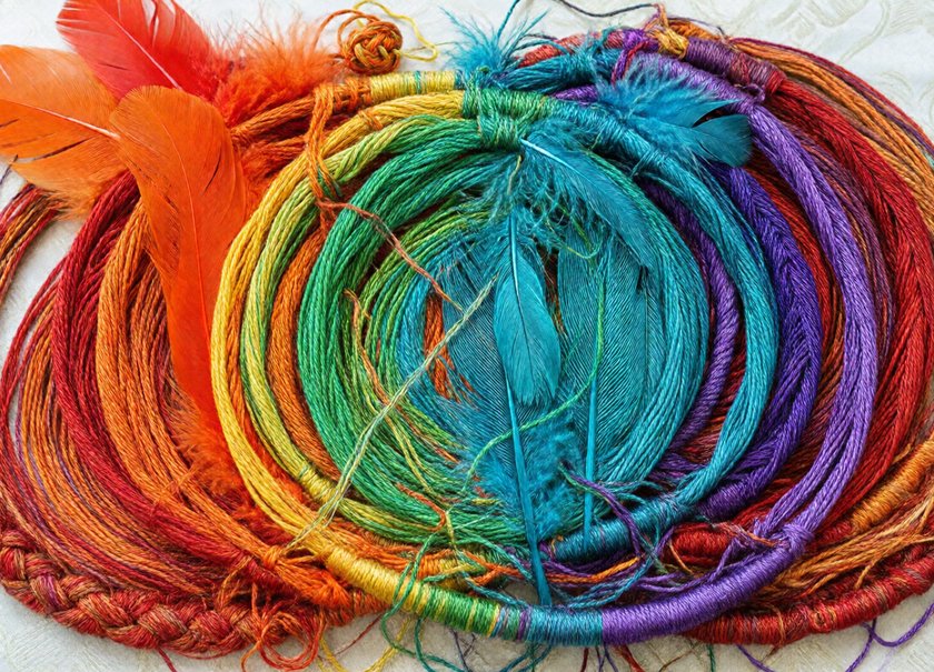 Rainbow Thread Hoops