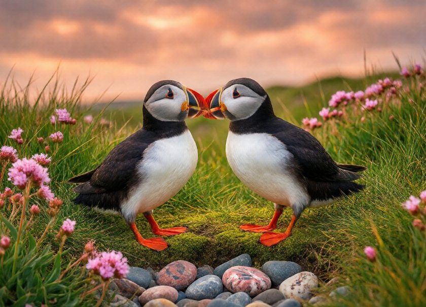 Atlantic Puffin Pair