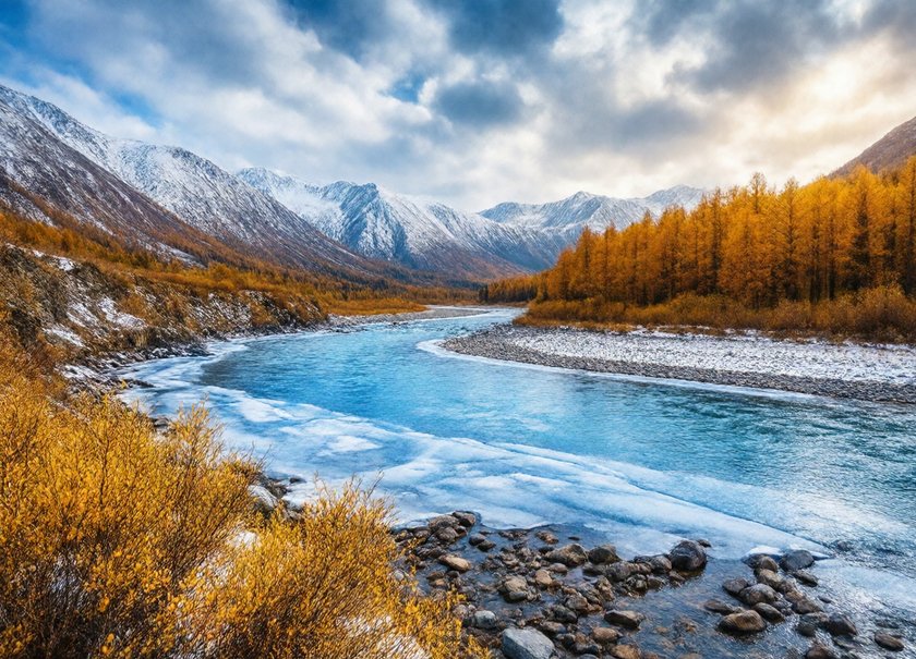 Winter Mountain River