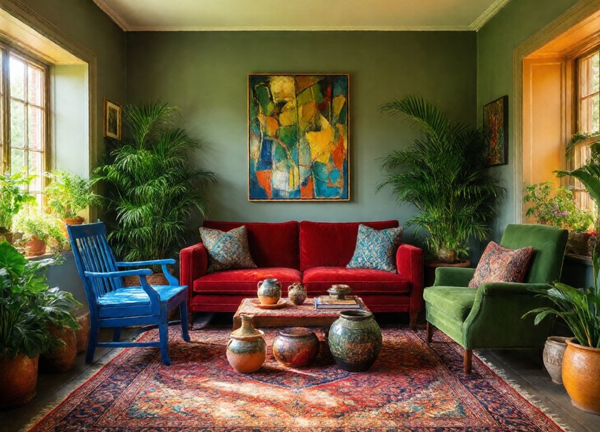 Green Eclectic Interior
